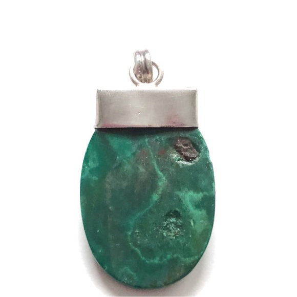 Bali Style Malachite Garnet Sterling Silver Pendant - Picture 5 of 8